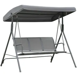 Outsunny 3-Sitzer Hollywoodschaukel mit Dach, Garten-Hängematte, wetterfeste Schaukelbank mit verstellbarem Sonnenschutz, Grau