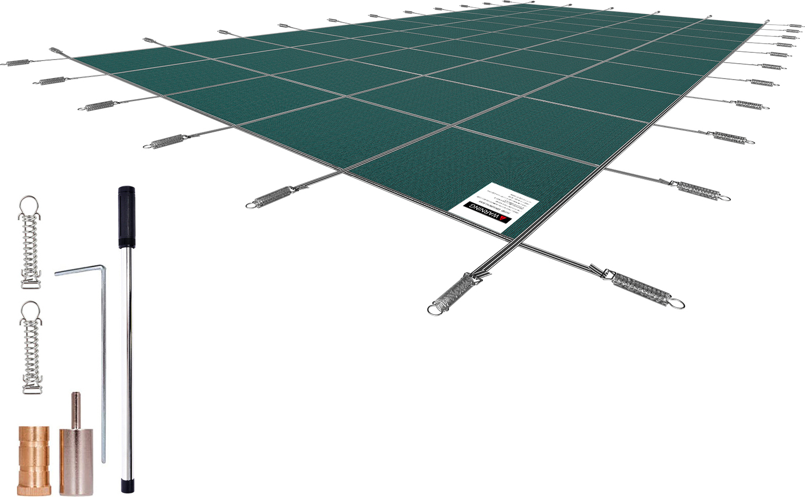 Pool Abdeckplane, passend für rechteckige Pools (5,5 x 11 m), Sicherheitsabdeckung mit Ablauflöchern, Blickdichte Netzabdeckung für Schwimmbecken, Winter-Sicherheitsabdeckung, Grün