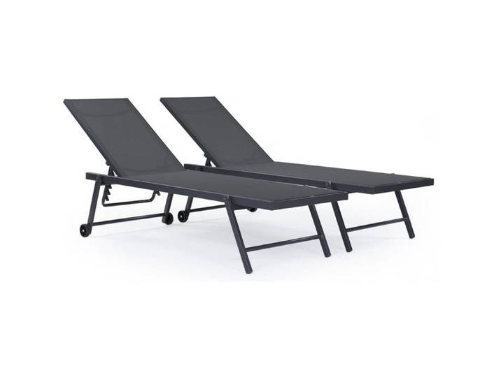 Lot de 2 bains de soleil textilène aluminium  Jolia  - Gris foncé