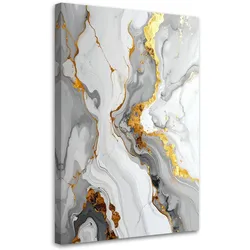 WANDBILD, Abstrakt Marmor grau gold