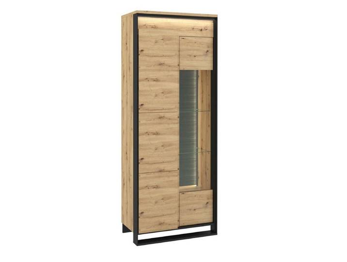Beautysofa Vitrine Quant, LED-Beleuchtung, (dreitürig Schrank mit 8x Regale) mit 3x Scharniertüren
