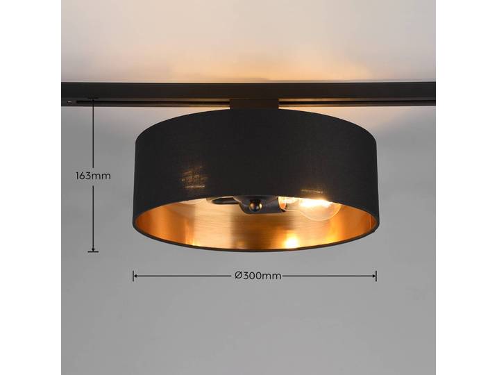 Trio Lighting Schienenleuchte Hostel für DUOline, schwarz-gold, E27 Hostel, dimmbar, schwarz, für Wohn- / Esszimmer, Textil / Stoff / Seide, Modern, Schienensysteme