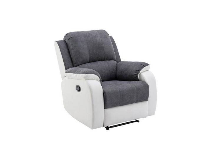 Fauteuil relax en microfibre et simili gris et blanc BRODY