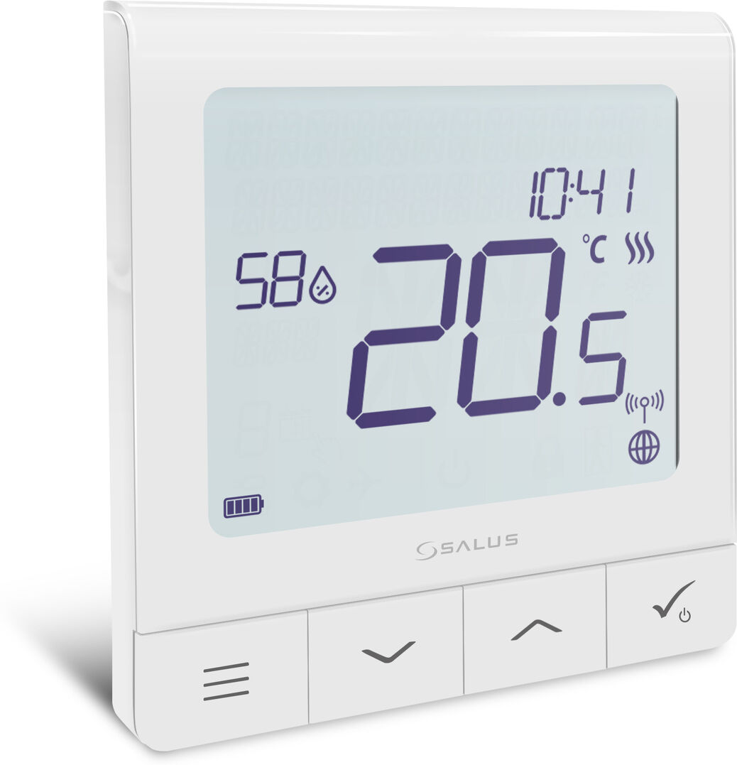 Premium Thermostat d'ambiance ultra-mince Salus 113611 batterie rechargeable avec grand écran
