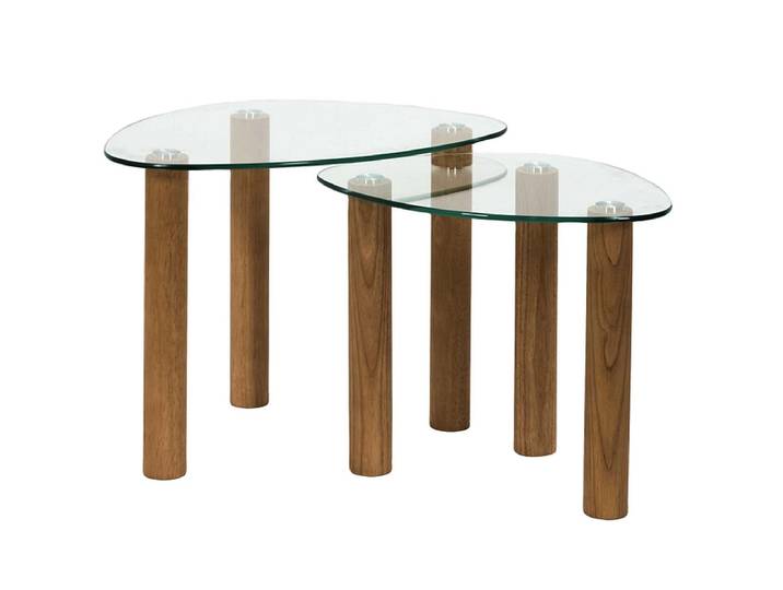 HOME DECO FACTORY 2 Beistelltische GALET 45x43x43cm rotbraun