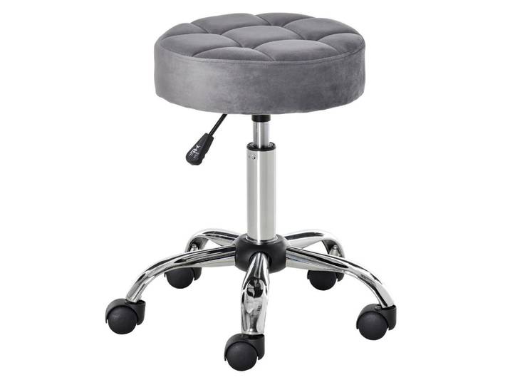 Homcom Salonstuhl mit Rädern, Hellgrau, Kunststoff, 35x61x35 cm, Büromöbel, Bürostühle, Bürohocker