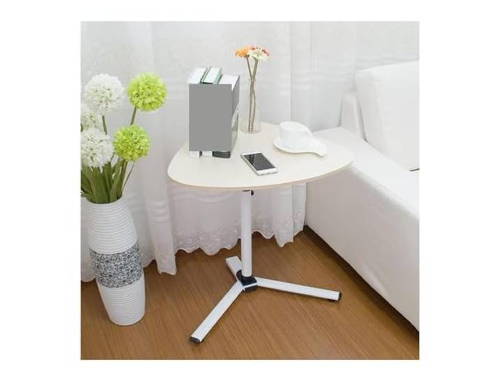 GTOULHH Überbetttisch Künstliches Brett for Die Bettseite Mit Mobilem Stehpult, Tragbarer Stahlrahmen, for Sofa Beistelltisch für Zuhause(White)
