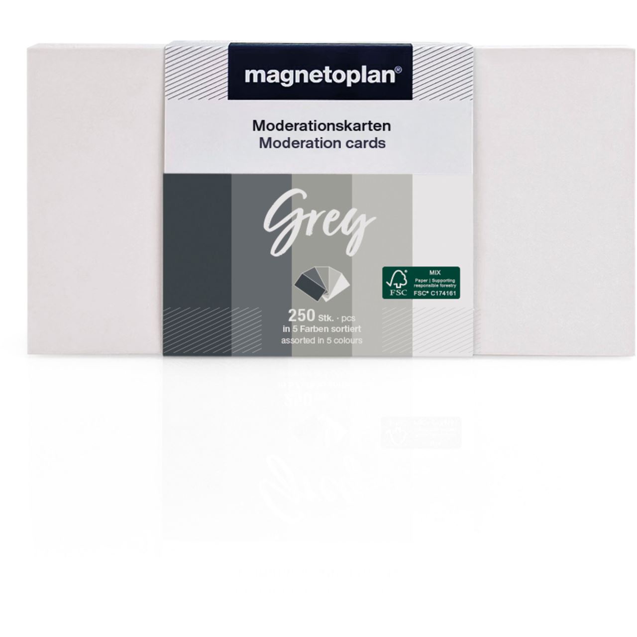 magnetoplan Moderationskarten Grey farbsortiert 20,0 x 10,0 cm, 250 St.