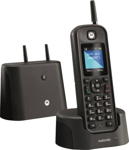 Motorola O201 DECT Schnurloses Telefon analog Freisprechen, Outdoor, wasserdicht, stoßfest Schwarz
