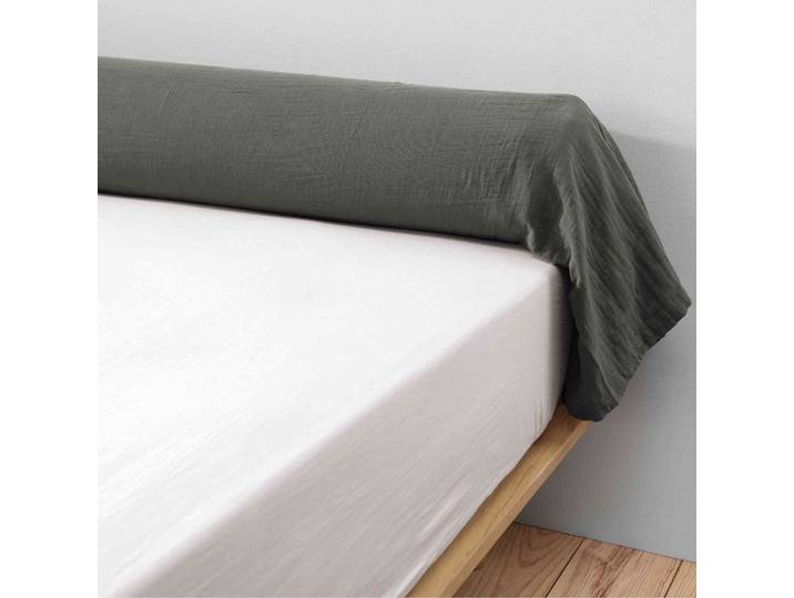 Taie de traversin double gaze de coton gris anthracite 85x185