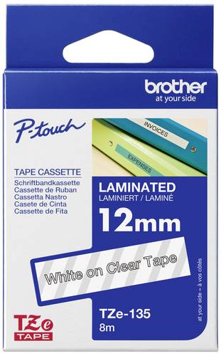Brother TZe TZe-135 Bandfarbe: Transparent Schriftfarbe:Weiß 12mm 8m