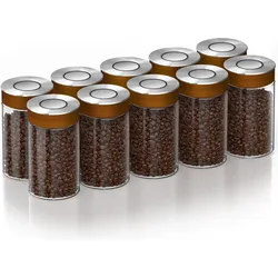 Arendo Vorratsgläser 10er Set 1000 ml Borosilikatglas, luftdicht, Klickdeckel mit Akazienholzring, Vorratsbehälter, Transparent