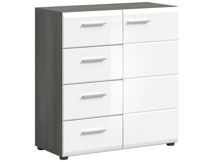 Newroom Kommode mit Schubladen Weiß Hochglanz Rauchsilber Wohnzimmer
