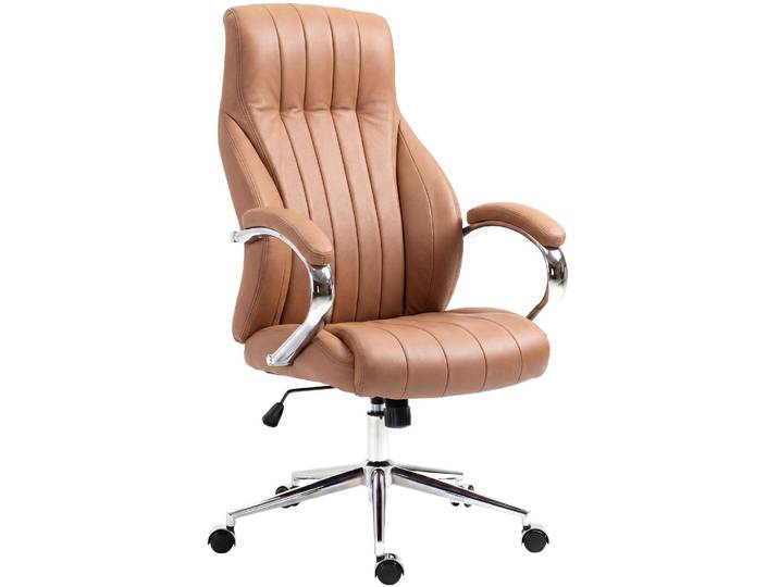CLP Bürostuhl ergonomisch Wigan Schreibtischstuhl mit edlen Echtleder-Akzenten Farbe hellbraun