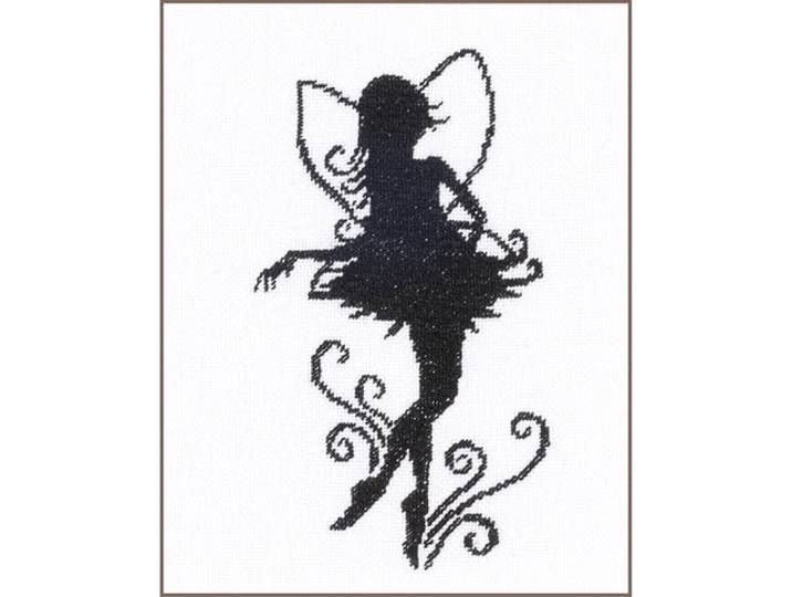 Lanarte Schattige kleine fee silhouet gelijkmatig geweven getelde kruissteek kit, evenweave, meerkleurig, 11,6 x 8,5 x 0,9 cm