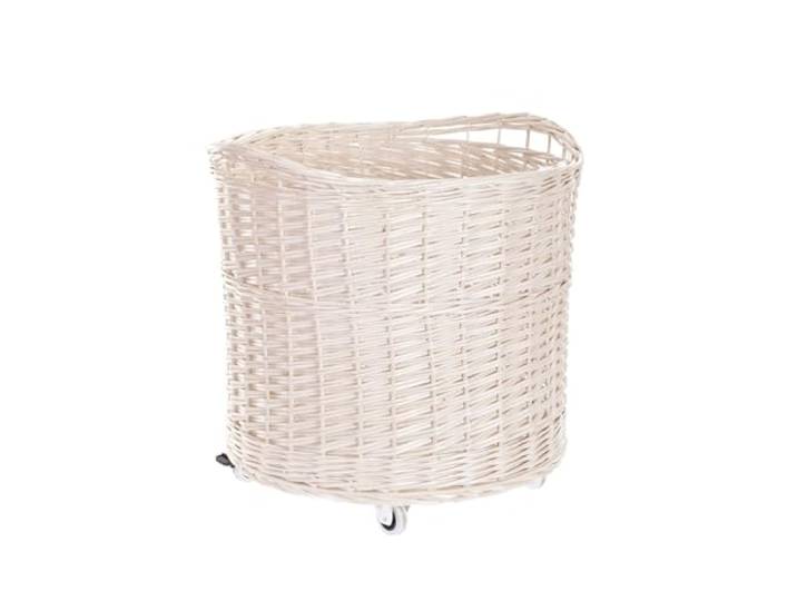 e-wicker24 Alles aus Weide Kaminkorb, Vollweidener Wäschekorb, Rollkorb für Wäsche, beige, rund Wäschekorb, Rollkorb für Spielzeug, Spielzeugkasten aus Weide, Weidenkorb mit Räder Holzkorb (Weiß)