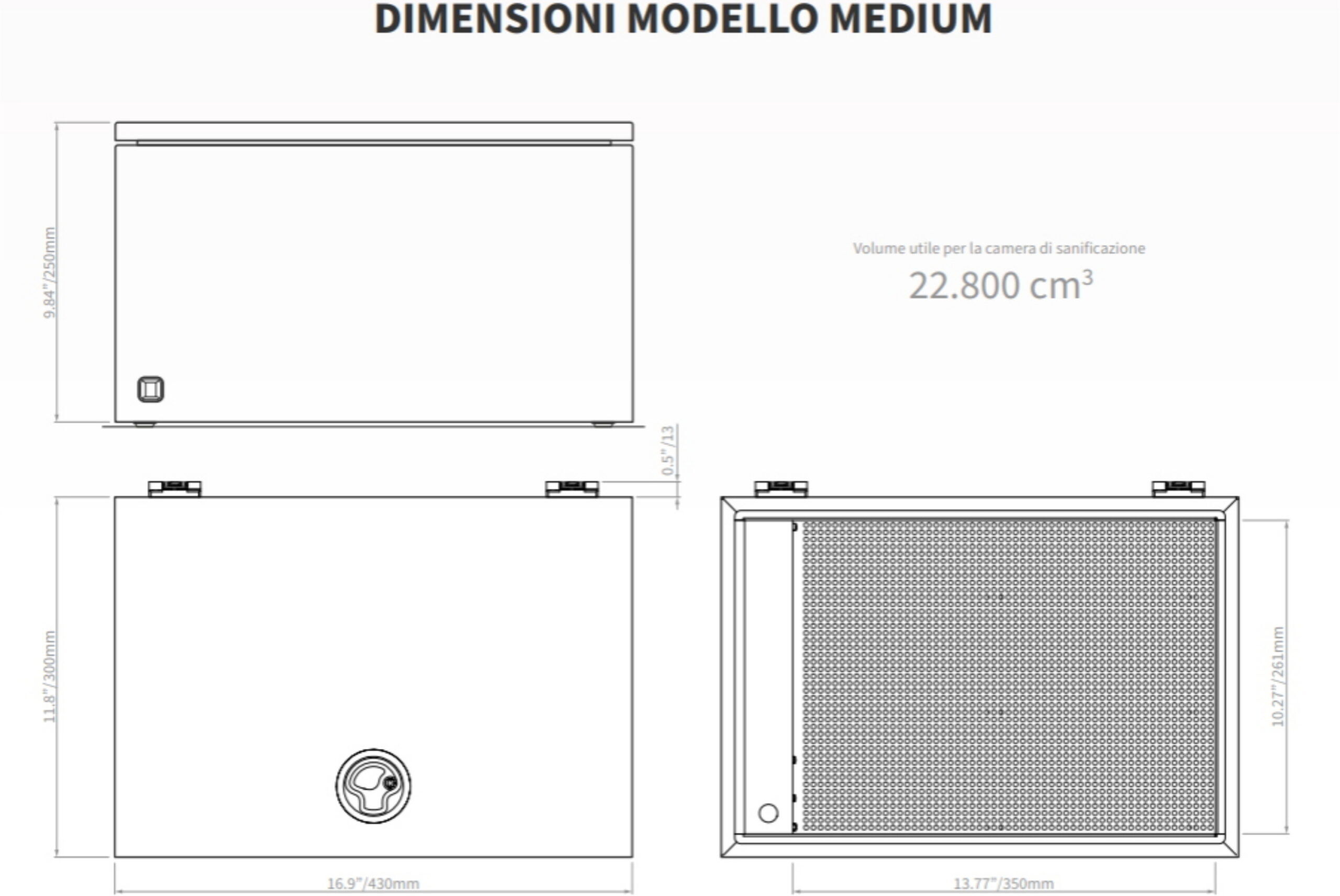 Custom Sanitize Box MEDIUM sistema di sanificazione professionale ad ozono 430x350x261 mm