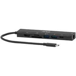 Club 3D Club3D USB-C 7in1-HUB >HDMI/2xUSB/USB-C/LAN 4K60Hz PD100W retail (USB-C, 7 Ports), Dockingstation + USB Hub, Schwarz