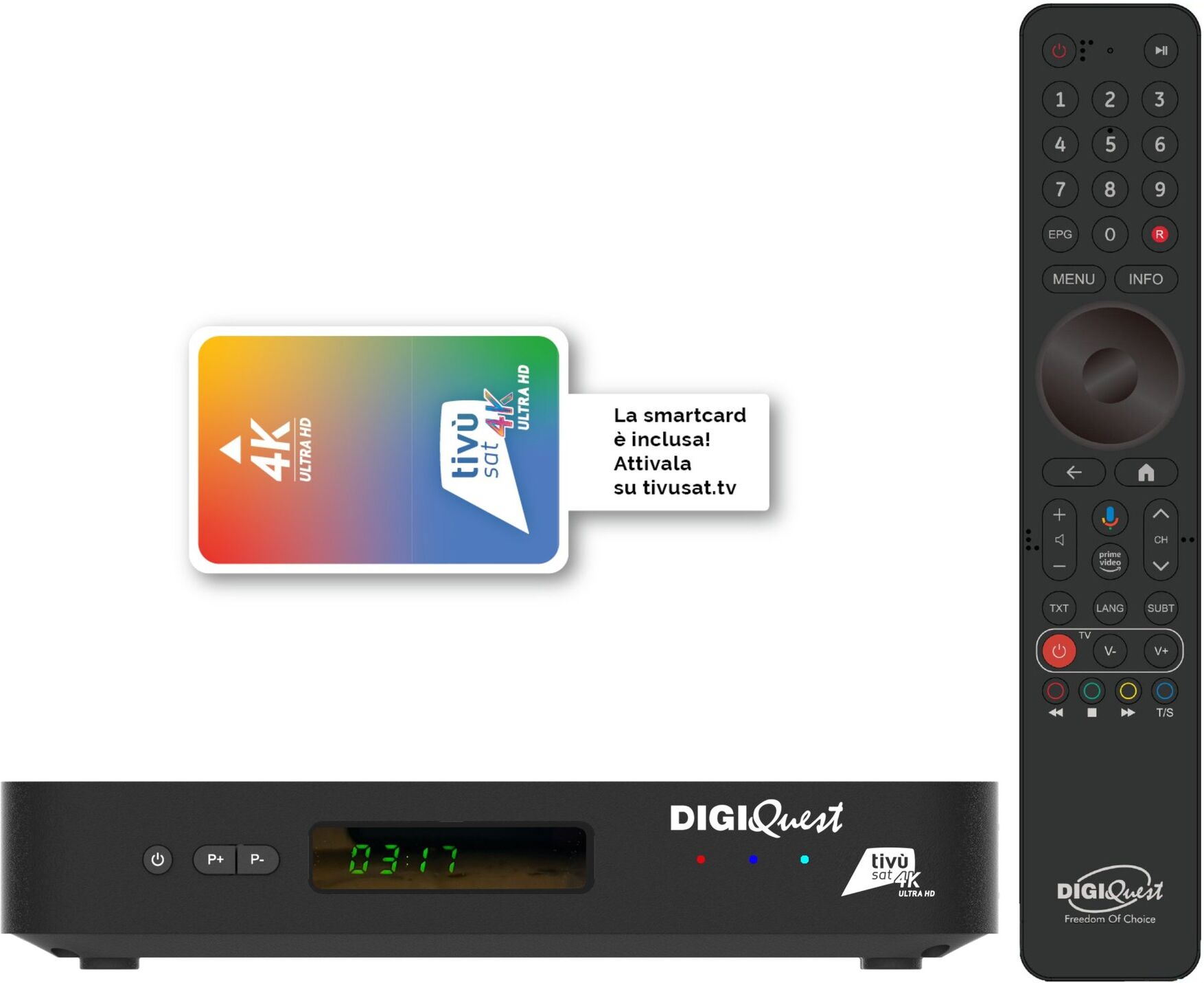 Decoder Digiquest RICD1247 TIVUSAT AX3 Combo 4K Black