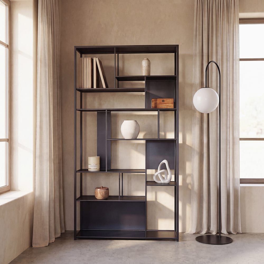 Maisons du Monde Étagère en acier noir, L107 cm Noir 107x200x35cm