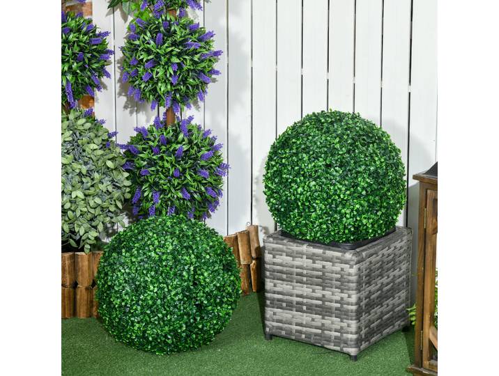 HOMCOM 2 Boules de Buis Artificielles 40cm Intérieur/Extérieur Vert