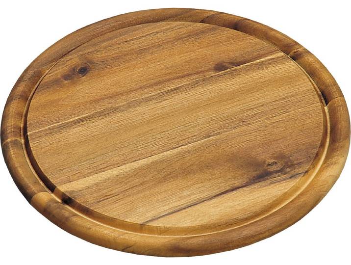 Kesper broodplank/serveerplank/snijplank - rond - met sapgroef - Dia 25 cm - Acacia hout