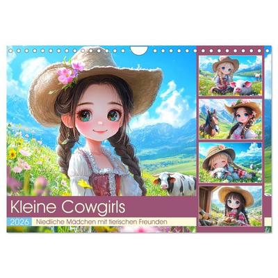 Kleine Cowgirls. Niedliche Mädchen mit tierischen Freunden (Wandkalender 2026 DIN A4 quer), CALVENDO Monatskalender