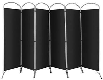 Costway 6 Feet 6-Panels Freestanding Folding Privacy Screen-Black