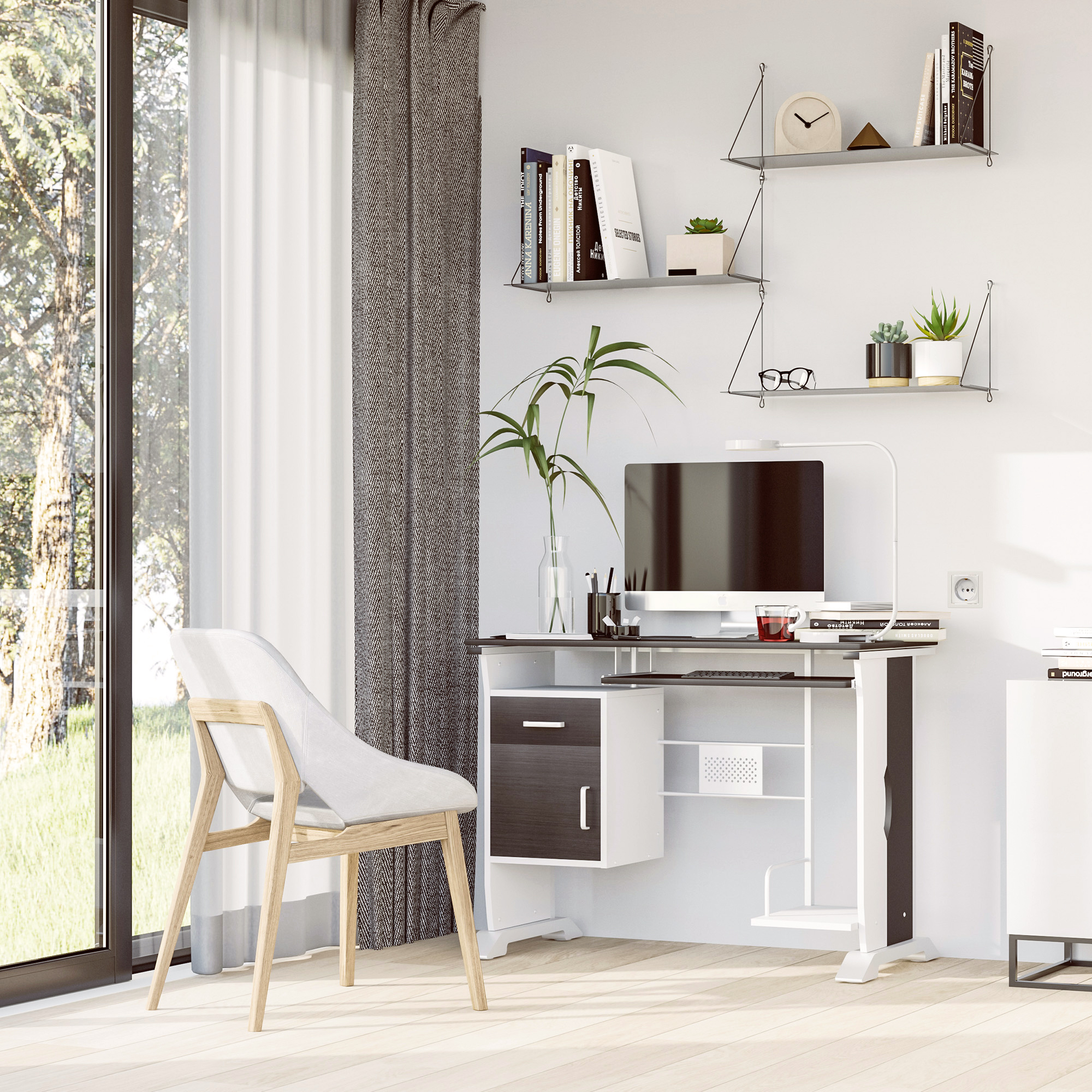 Homcom Scrivania Porta PC Design Ufficio con Cassetti in Legno  Salvaspazio, Tavolo per Computer, Marrone Aosom