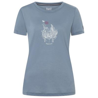 super.natural - Women's Flowerhands Tee - Merinoshirt Gr XL flint stone / sangria