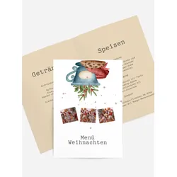 Menükarten Weihnachten selbst gestalten mit Spruch und Fotos im Onlinedesigner bei Meine-Kartenmanufaktur.de