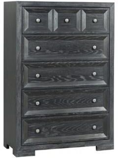 Benjara Kizie Tall Dresser Chest, 5 Drawers, Weathered Black Solid Rubberwood