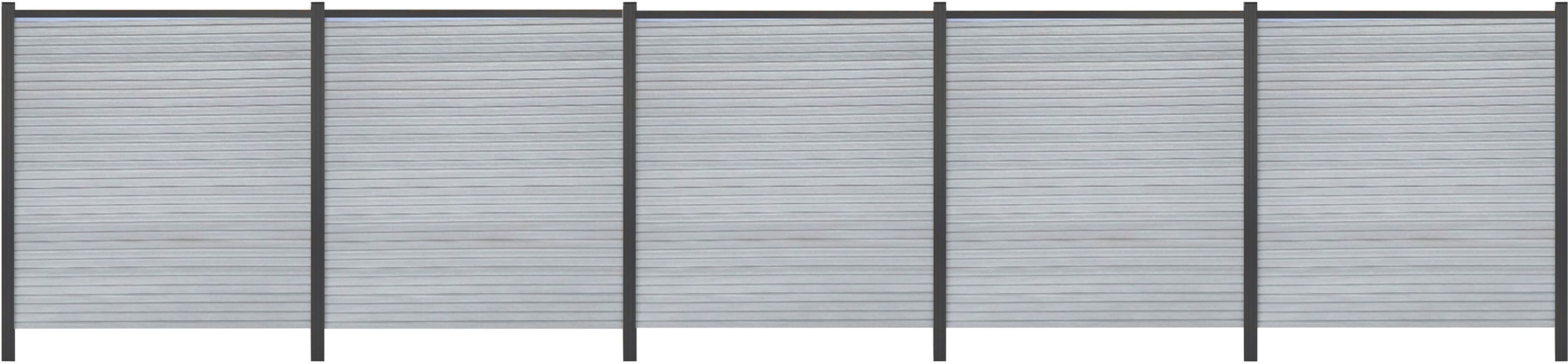 Sichtschutzelement TETZNER & JENTZSCH "WARREN 3", grau (weißgrau), H:180cm, Aluminium, WPC (Holz-Kunststoff-Komposit), Zaunelemente, pflegeleicht, coextrudierte Oberfläche, Design-Oberfläche
