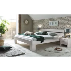 WOODLIVE »Easy« Massivholzbett Kernbuche weiss lackiert 200x200 cm
