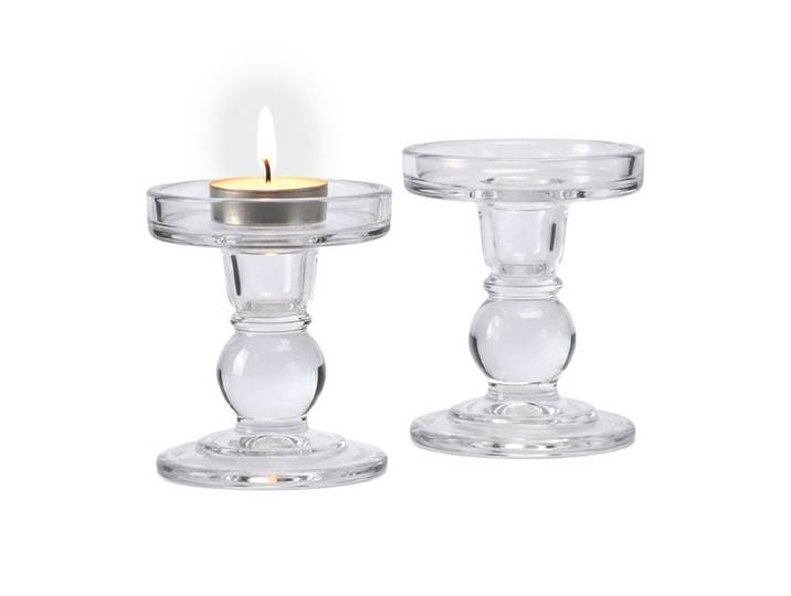 Relaxdays Lot 2 bougeoirs en verre