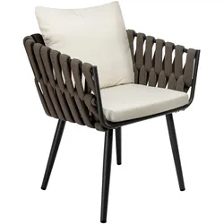CLP Gartenstuhl Lombardia Taupe mit Sitzkissen   Farbe: creme