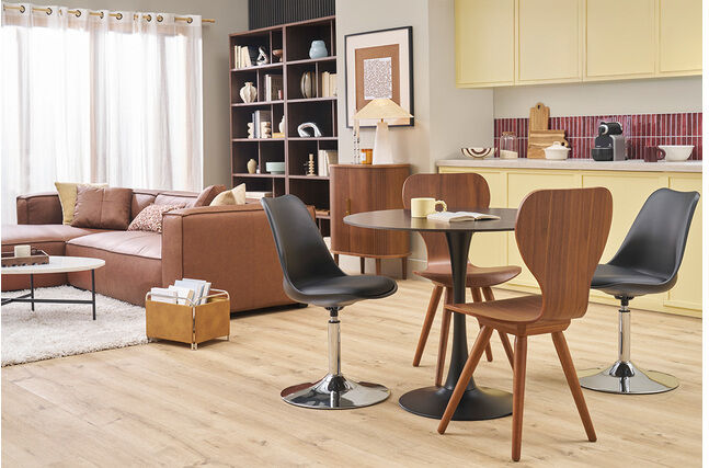 Miliboo Runder Esstisch im Design aus schwarzer Keramik und Metall D90 cm MALOU