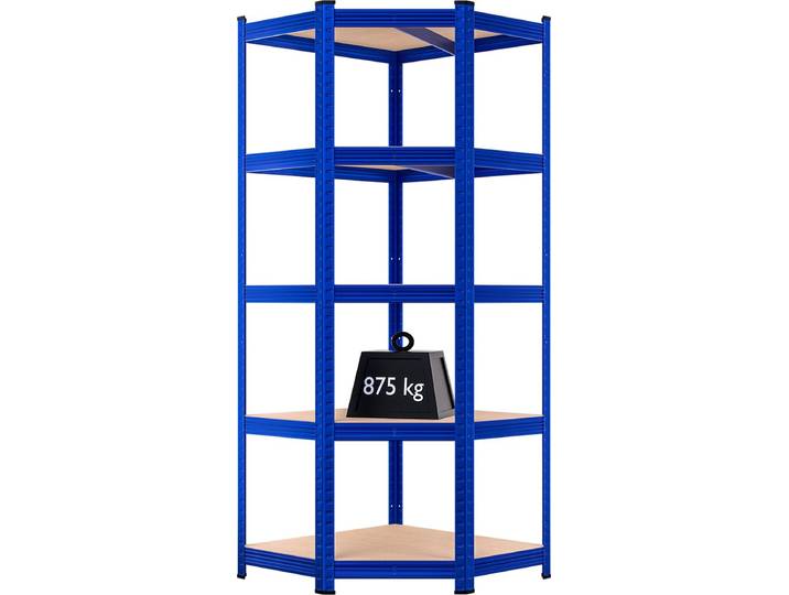 Monzana Stellingkast - Schroefloos 5 Schappen MDF 180x70x40cm - Blauw