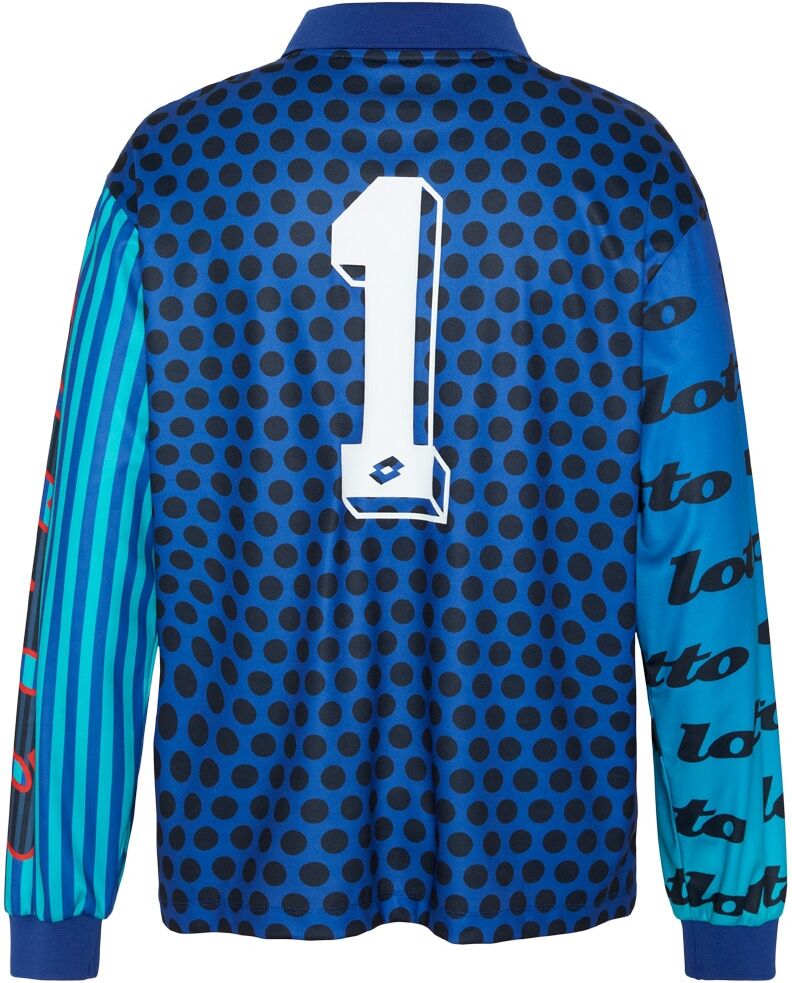 Fußballtrikot LOTTO, Herren, Gr. L (52/54), blau (surf the web), 100% Polyester, mehrfarbig, Rundhals, Flachstrickbündchen, Trikots Fußballtrikot, - im Retrodesign (Calcio '93)