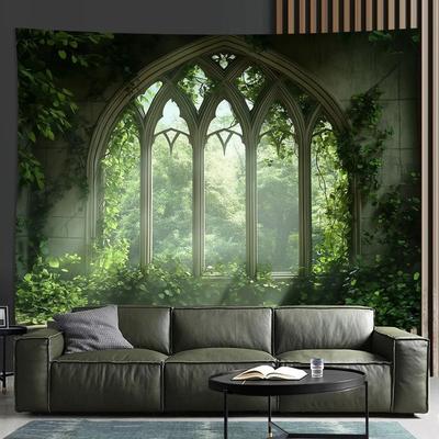 Uplift Essentials Enchanted Gothic Window Lush Garden Tapestry 59 X 79 In style 2