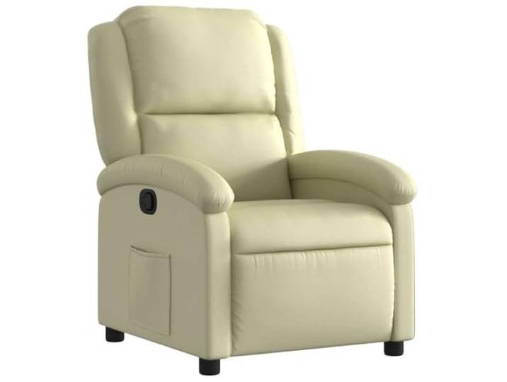 Tmriohed Relaxsessel Echtleder Manuell Verstellbar TV Sessel Creme Bequemer Liegesessel mit 135° Neigung, Echtleder-Bezug und Seitentasche für entspannte Stunden im Wohnzimmer.