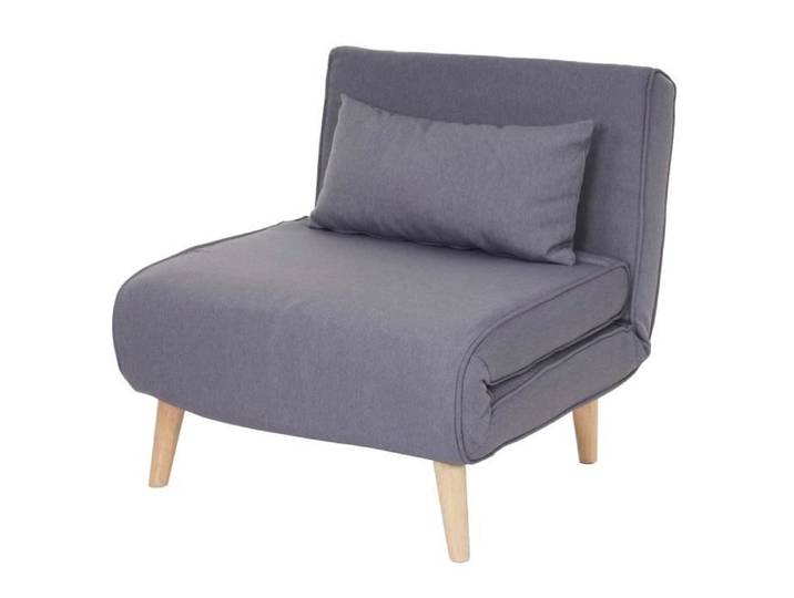 Canape lit fauteuil de couchage une personne fonctionnel relaxation pliant en tissu gris clair 04_0003095