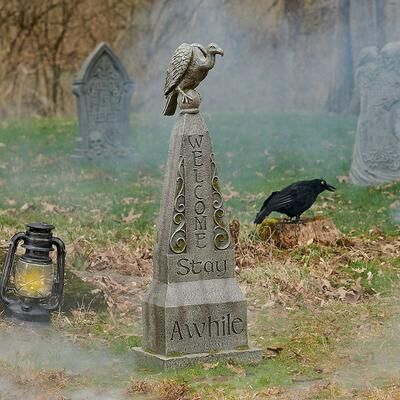 Welcome Stay Awhile Gravestone - Grandin Road