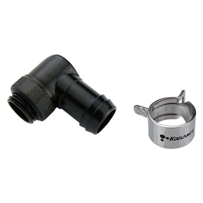 Koolance 13mm Schlauchanschluss 90° drehbar (NZL-L13B-BK)