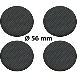 4 x Ø 56 mm Polymere Aufkleber / Carbon-Optik / Nabenkappen, Felgendeckel