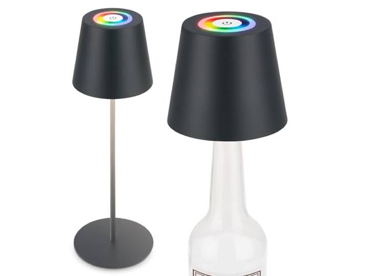 Briloner - Lampe de table LED 3 en 1 RGBW sans fil IP44 avec Touch\, variateur continu\, batterie et source lumineuse interchangeables\, lampe de chevet\, lampe bouteille\, lampe\, lampe à vin\, anthracite