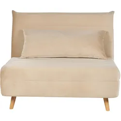 1-SITZER-SCHLAFSOFA Samtstoff Sandbeige Setten