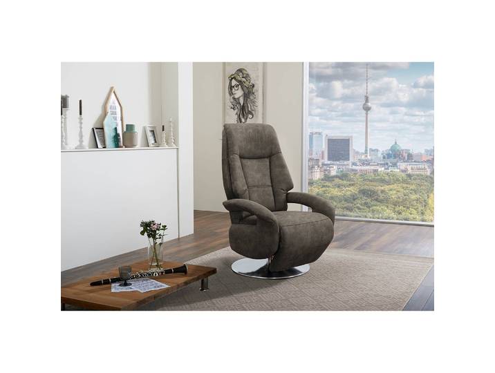 Fauteuil relax Givors Gris Microfibre Priya Avec aide au redressement/Fonction relaxation 74 x 114 x 77cm