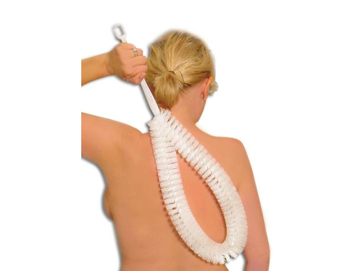 Körperbürste mit langem Griff, Weiss