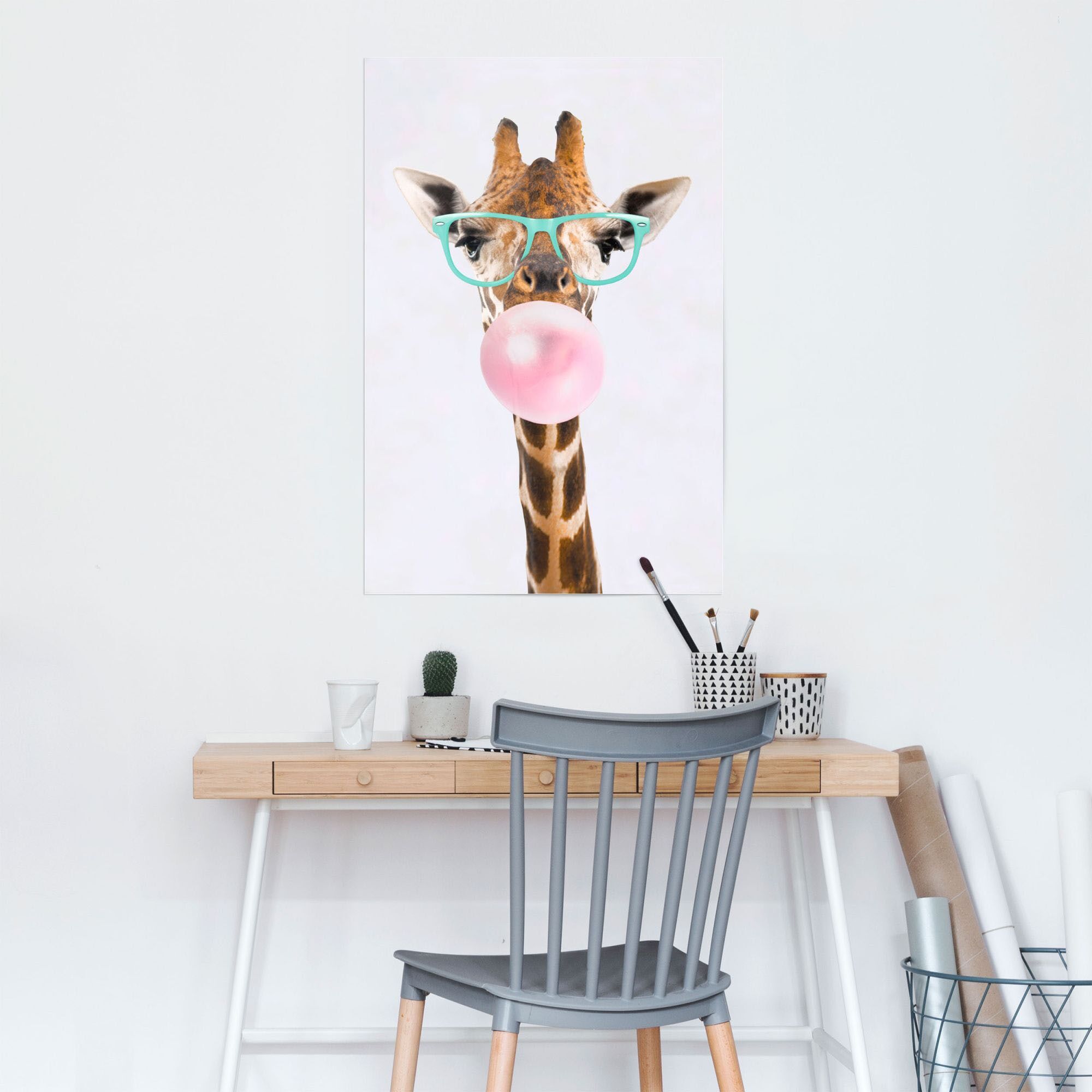 Reinders! Poster REINDERS "Poster Funky Giraffe", braun (farbe bild(er): braun), B:61cm H:91,5cm, Papier, Bilder, Poster farbe bild(er): braun B/H/T: 61cm x 91,5cm, Giraffen, 1 Stk.